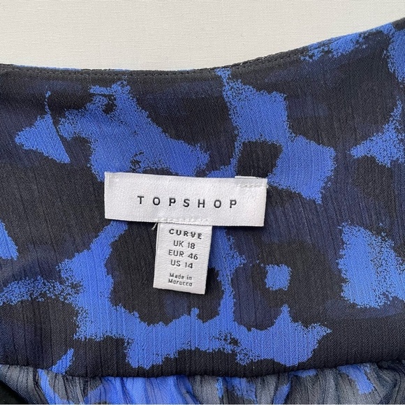 Topshop Curve V-neck Printed Mini Tea Dress 14 - Picture 7 of 9